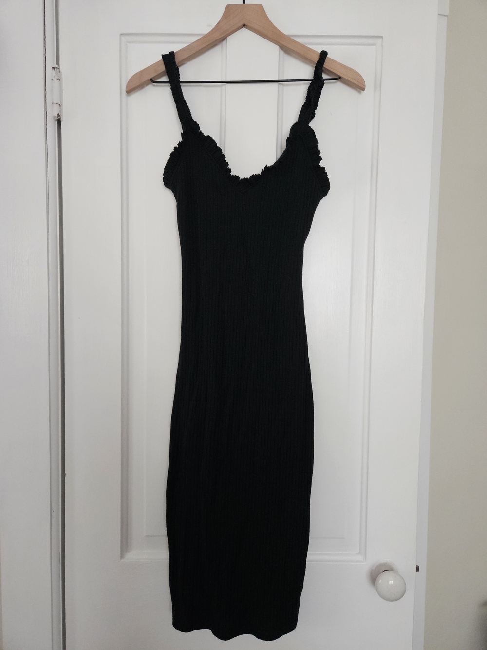 Zara Black Ribbed Midi Slip Dress - Picture 3 of 3